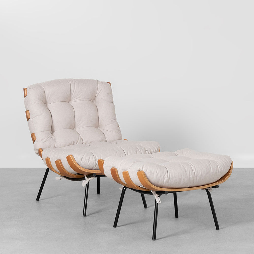 Poltrona Costela Com Puff - Tent Trigo