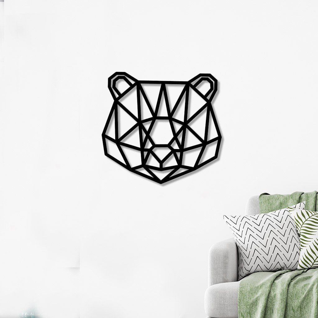Escultura de Parede em MDF Rosto Urso Geométrico