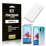 Kit Redmi Note 10 Carregador Portátil 10K Tipo C + Capa Anti Impacto + Película Vidro 3D -Armyshield