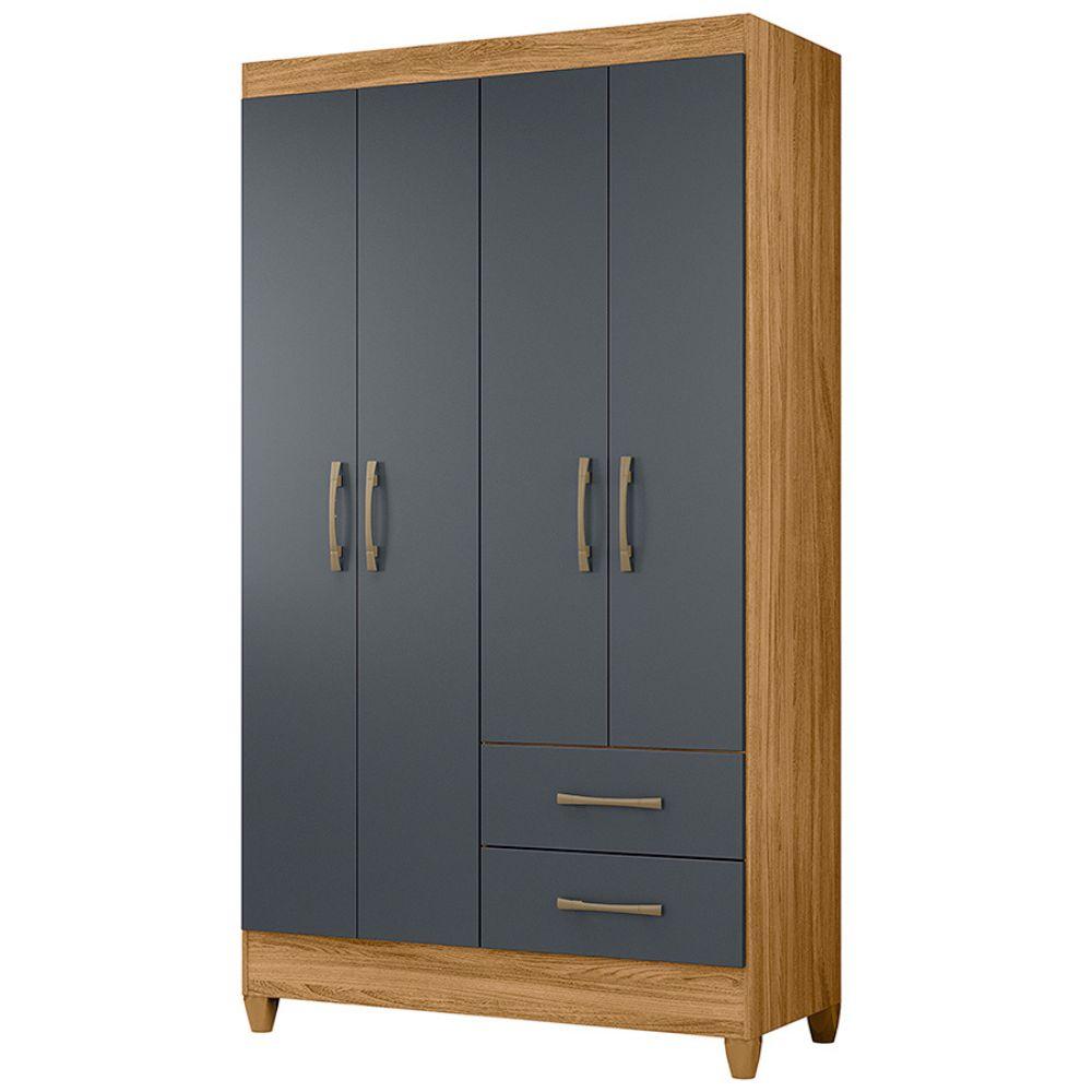 Guarda Roupa Solteiro Chile 4p 103 Cm Freijo Cinza Moval
