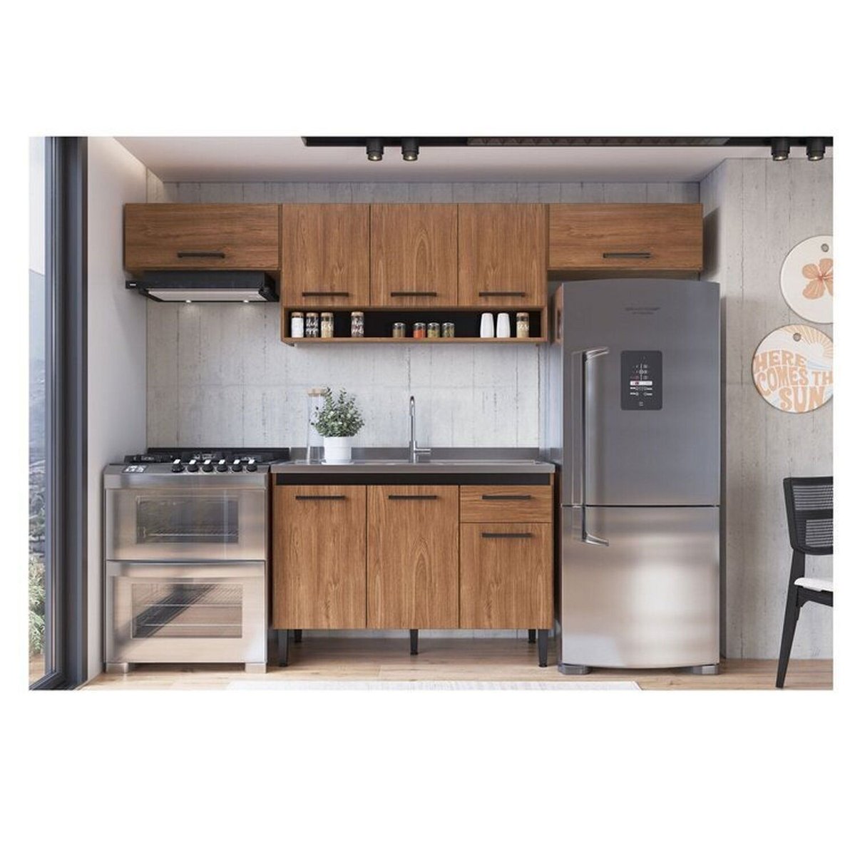 Cozinha Giovanna 4pçs 8 Portas Freijo/preto Freijó/preto