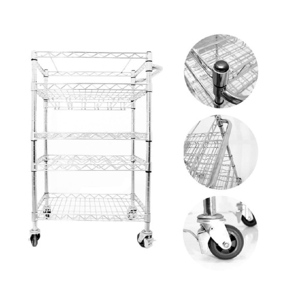 Carrinho De Vinho Cromado Para 12 Garrafas E 6 Taças