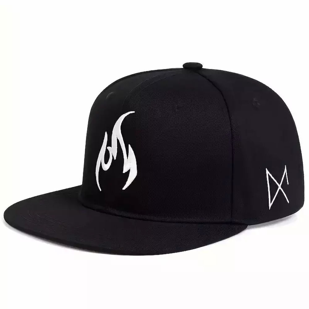 Boné Beisebol Snapback Unissex Bordado Aba Reta Branco