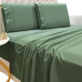 Jogo Lençol Casal Grace Bordado 4pç 100% Poliéster - Esmeral