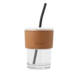 Copo De Vidro Branco Com Tampa E Canudo Reutilizável 450ml Vedação Segura E Design Moderno