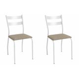 Kit 2 Cadeiras Sala Jantar Bali 2c141br Aço 2 Un Branco/linho Bege Fendi - Kappesberg