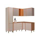 Kit De Cozinha Completa 7 Peças Allure (3aéreos+3balcões+1paneleiro) Cp32 Jequitiba/gris Fosco - Linea Brasil