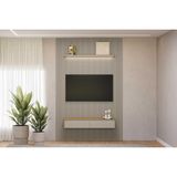 Estante P/ Sala Até 75 Pol Modular 1.8 Ripado C/ 2 Portas 1 Prat. 180x250cm Tauari/gris Fosco - Linea Brasil
