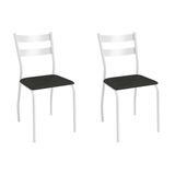 Kit 2 Cadeiras De Cozinha Bali 2c141br Aço 2 Un Branco/corano Preto - Kappesberg