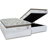 Cama Box Baú Casal: Colchão Molas Masterpocket Ensacadas Herval Imperatore Eco Bamboo + Base Crc Linhão White (138x188)