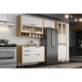 Módulo Cozinha Ronipa Syrah 4 Peças (2aéreos+1balcão+1paneleiro) C4p232 Amendoa/branco-ronipa