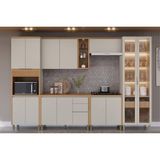 Kit Cozinha Modulada 6 Peças Allure (2aéreos+2balcões+1cristaleira+1paneleiro) Cp07 Jequitiba/gris Fosco - Linea Brasil
