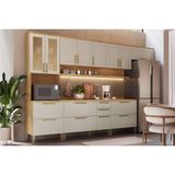 Kit Cozinha Modulada 6 Peças Riesling (3aéreos+2balcões+1paneleiro) C6p111 Amendoa/off White - Ronipa