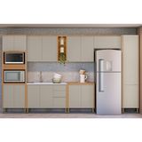 Kit De Cozinha Completa 7 Peças Allure (3aéreos+2balcões+1paneleiro+1torrequente) Cp22 Jequitiba/gris Fosco - Linea Brasil