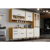 Módulo Cozinha Ronipa Syrah 5 Peças (2aéreos+2balcões+1paneleiro) C5p148 Amendoa/branco-ronipa