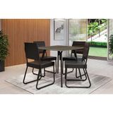 Conjunto: Mesa Sala Jantar 1569 Aço C/ Tampo Madeirado 90x90cm E 4 Cadeiras 1736 Preto/legno - Preto - Carraro