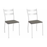 Kit 2 Cadeiras Sala Jantar Bali 2c141br Aço 2 Un Branco/linho Escuro - Kappesberg