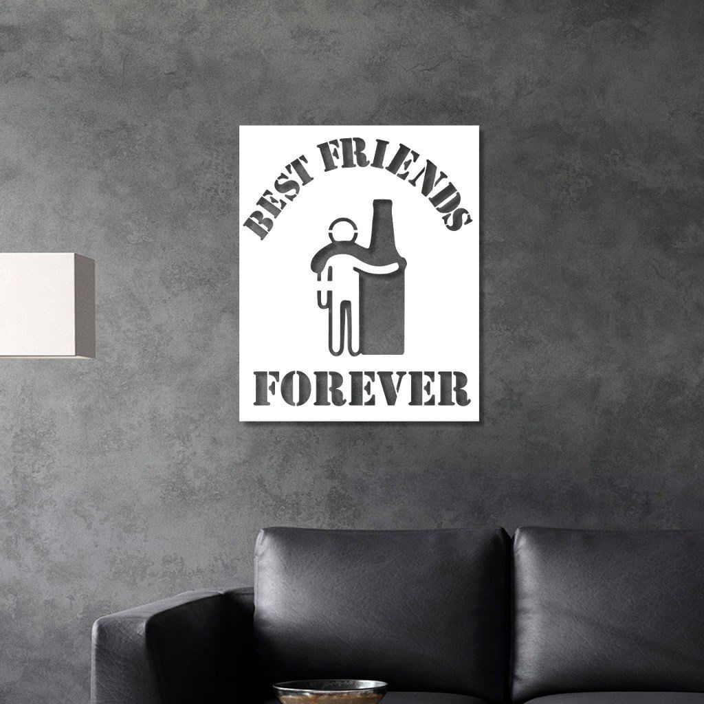 Quadro Individual Vazado Em Mdf Best Friends Forever Sem Moldura Branco 33cm X 40cm 3433