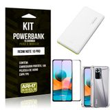 Kit Redmi Note 10 Pro Carregador Portátil 10K Tipo C +Capa Anti Impacto +Película 3D - Armyshield