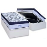 Conjunto Box Baú Solteiro: Colchão Molas Paropas Ensacadas Blue + Base Crc Linhão White (88x188)