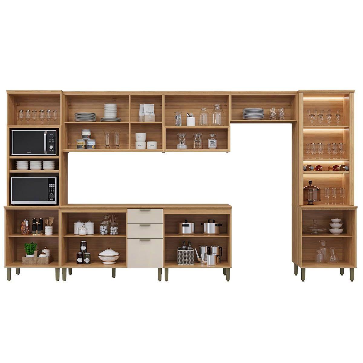 Cozinha Modulada Completa Selene 7 Peças (3aéreos+2balcões+2paneleiros ...