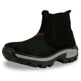 Botina Masculina Couro Tratorada Ajuste Elastico Calce Facil Com Puxador Traseiro Basica Trabalho