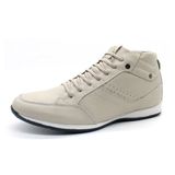 Sapatenis Masculino Cano Alto Em Couro Calce Facil Ajuste Elastico Palmilha Eva Confortavel Macio
