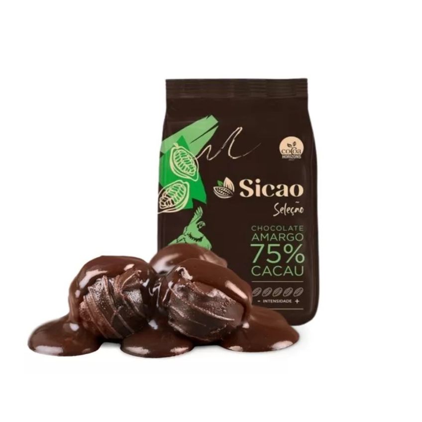 Chocolate Seleção Amargo 75% Cacau Gotas 1,01kg Sicao - imagem 2