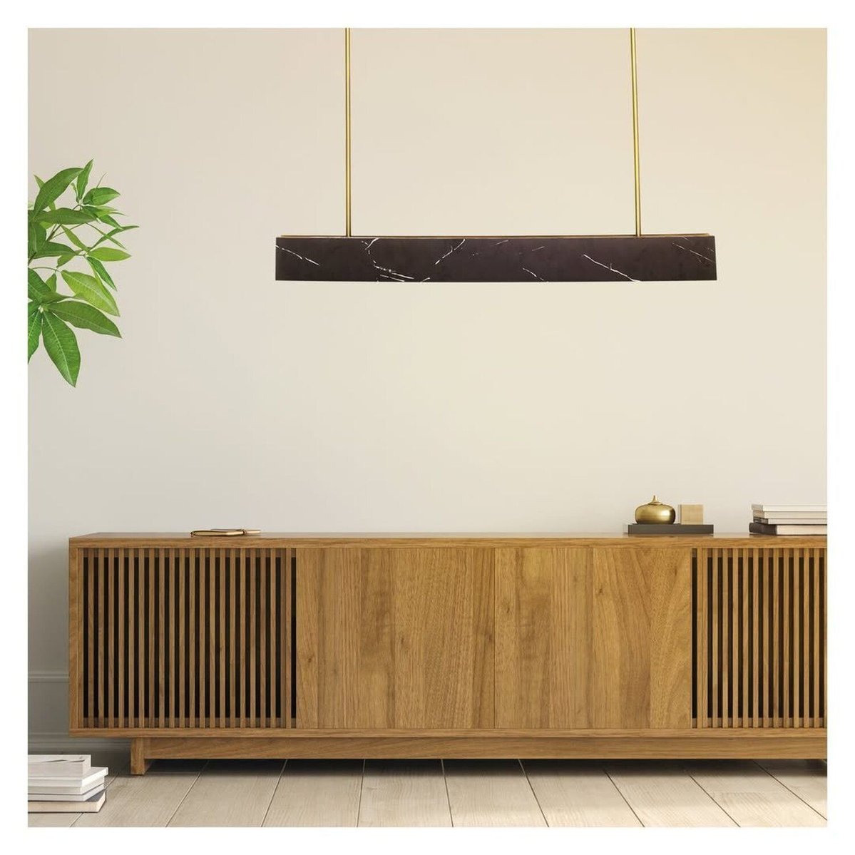 Pendente Linear Em Resina Bella Iluminação Preto