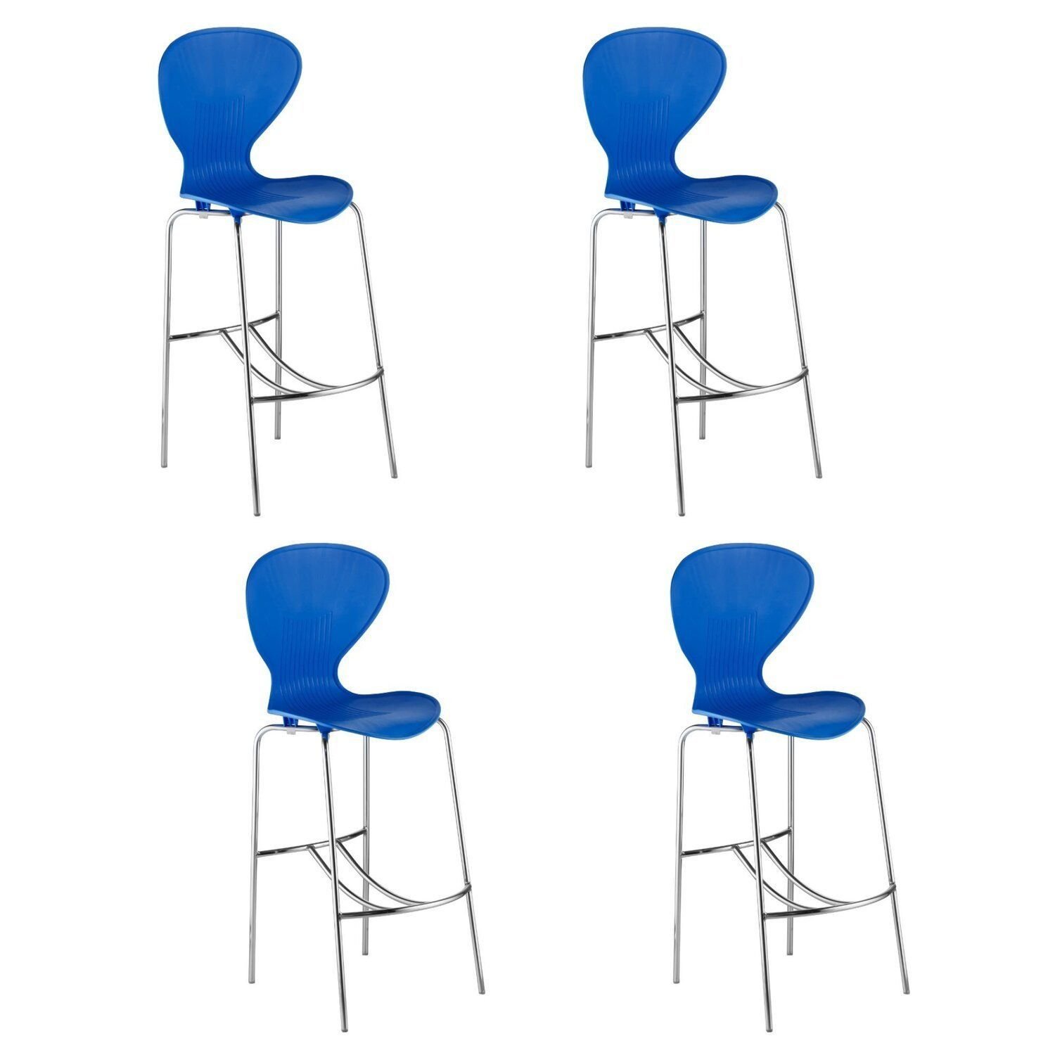 Kit 4 Banquetas Alta Com Encosto Flash Azul