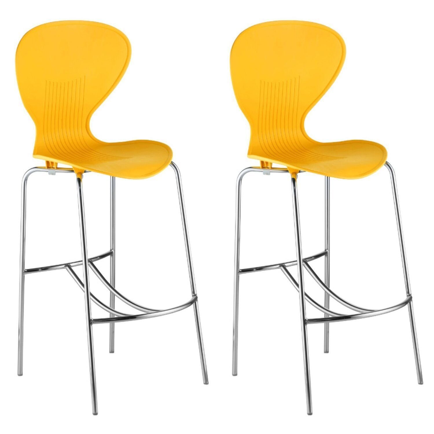 Kit 2 Banquetas Alta Com Encosto Flash Amarelo