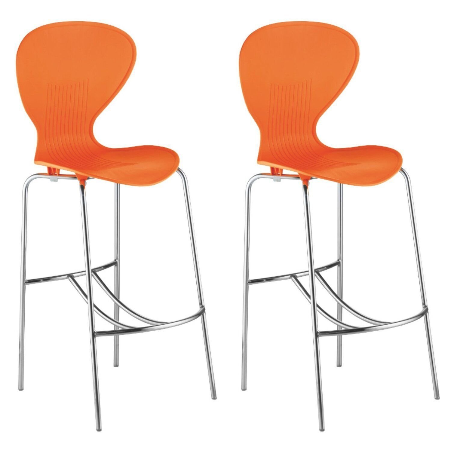 Kit 2 Banquetas Alta Com Encosto Flash Laranja