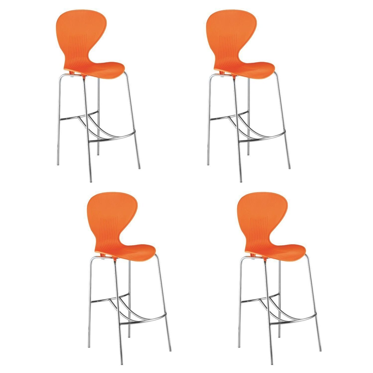 Kit 4 Banquetas Alta Com Encosto Flash Laranja