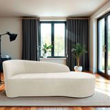 Recamier Curvo Orgânico 160cm 2 Lugares Lado Direito Para Sala Estar Bouclé Paris Bege