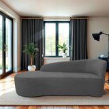 Recamier Curvo Orgânico 140cm 2 Lugares Lado Esquerdo Para Sala De Estar Linho Paris Cinza Escuro