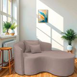 Recamier Curvo Orgânico 150cm 2 Lugares Lado Direito Para Sala De Estar Linho Londres Rose