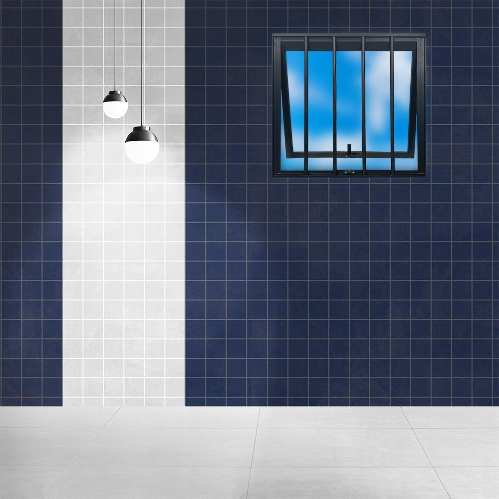 Janela Vitro Maxim Ar Com Grade Alumínio 80x60cm Veneza Preto