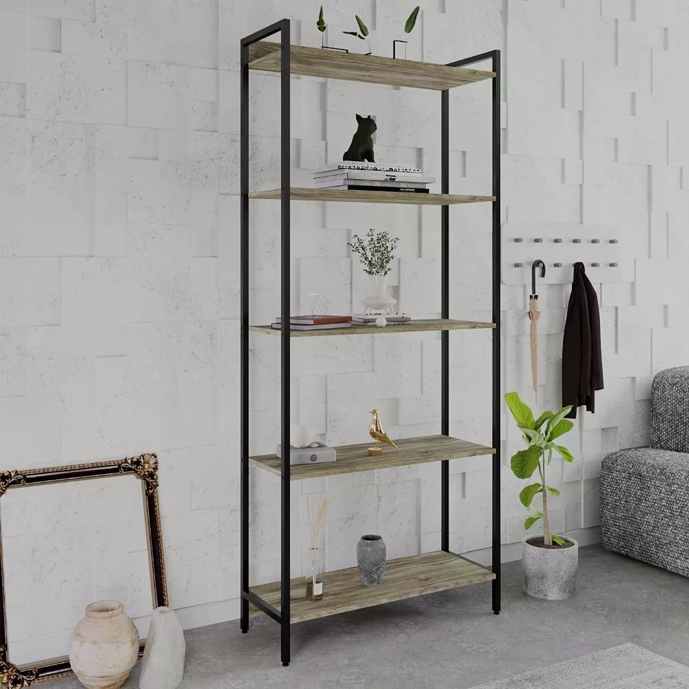 Estante para Livros Industrial Aço Multiuso 5 Prateleiras 187x80cm Active Yescasa Carvalho