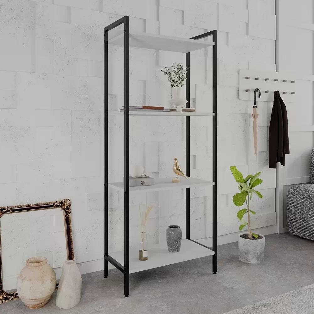 Estante para Livros Industrial Aço Multiuso 4 Prateleiras 146x60cm Active Yescasa Branco Chess