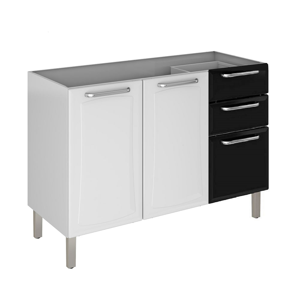 Balcão Para Cozinha Tarsila Itatiaia Em Aço 3 Portas 2 Gavetas