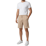 Bermuda De Moletom Masculina Bege Básica Liso Com Bolso E Cordão - Shorts De Moletom Para Homem