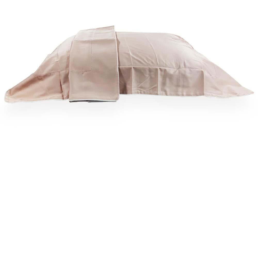 Kit Fronha 50x70cm 300 Fios Constantine 2 Peças - Marken Fassi Rosa/branco