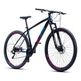 Bicicleta Aro 29 Ksw 24 Vel Shimano Alumínio Freio Disco Xlt100 Mtb Preto/rosa/azul 19