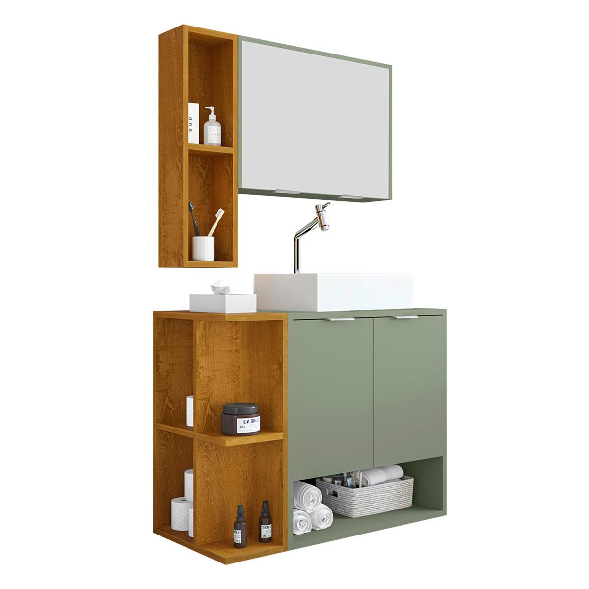 Gabinete Banheiro Star Cuba Dalla Torneira Dl08 E Valv Abs Pistache/naturale