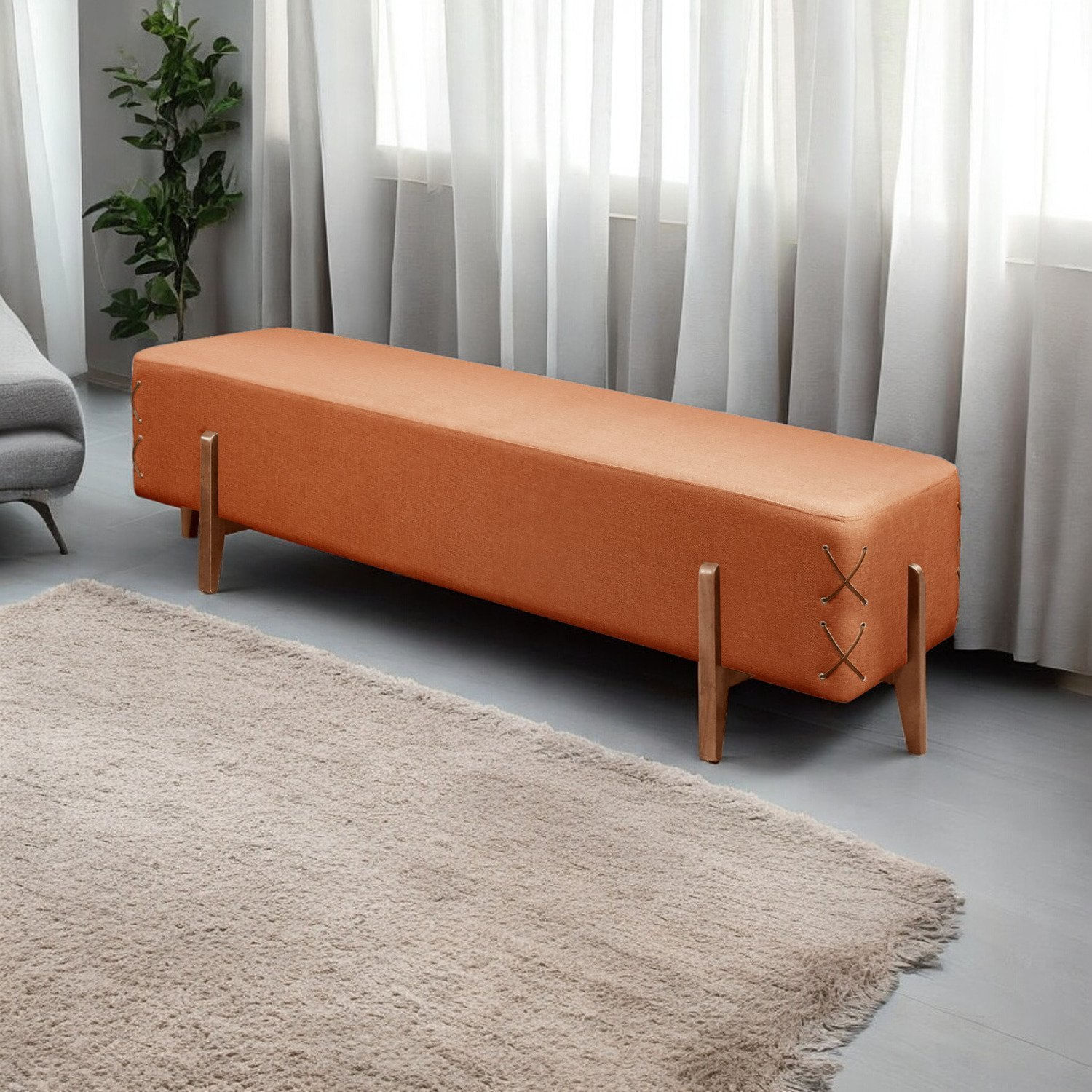 Recamier Luxo Madeira Maciça Eros Terracota