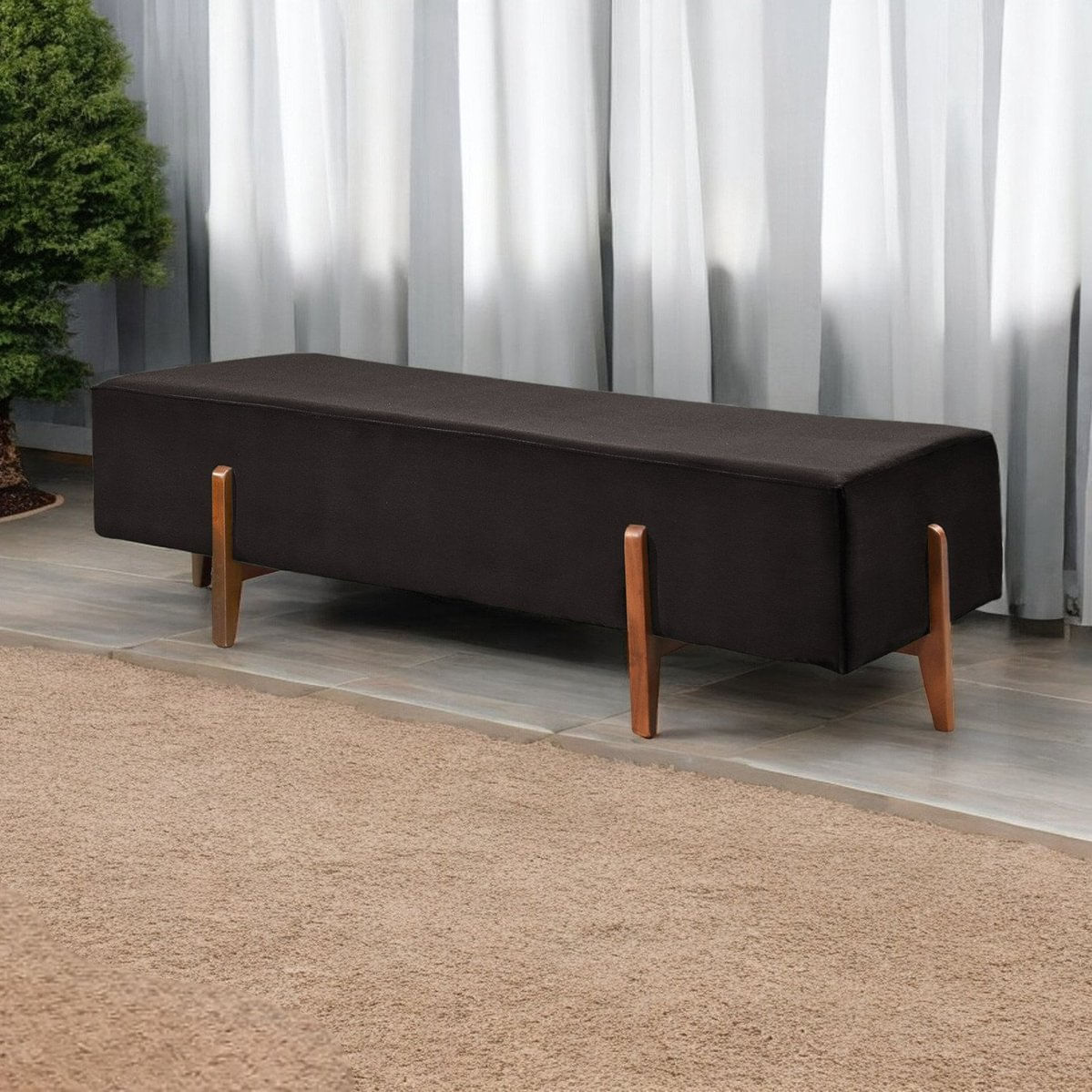 Recamier Luxo Madeira Maciça Zurik Preto