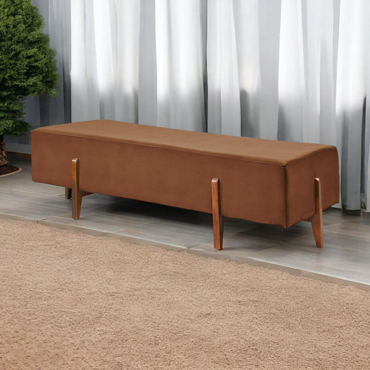 Recamier Luxo Madeira Maciça Zurik Caramelo