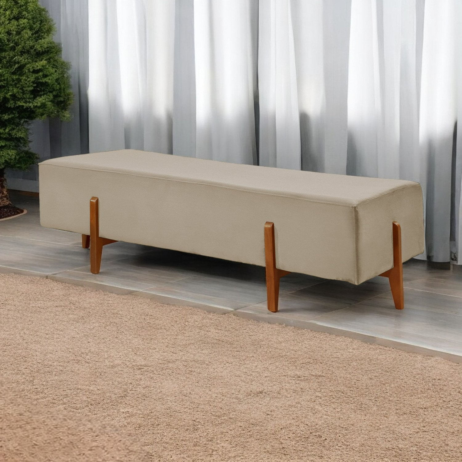 Recamier Luxo Madeira Maciça Zurik Bege