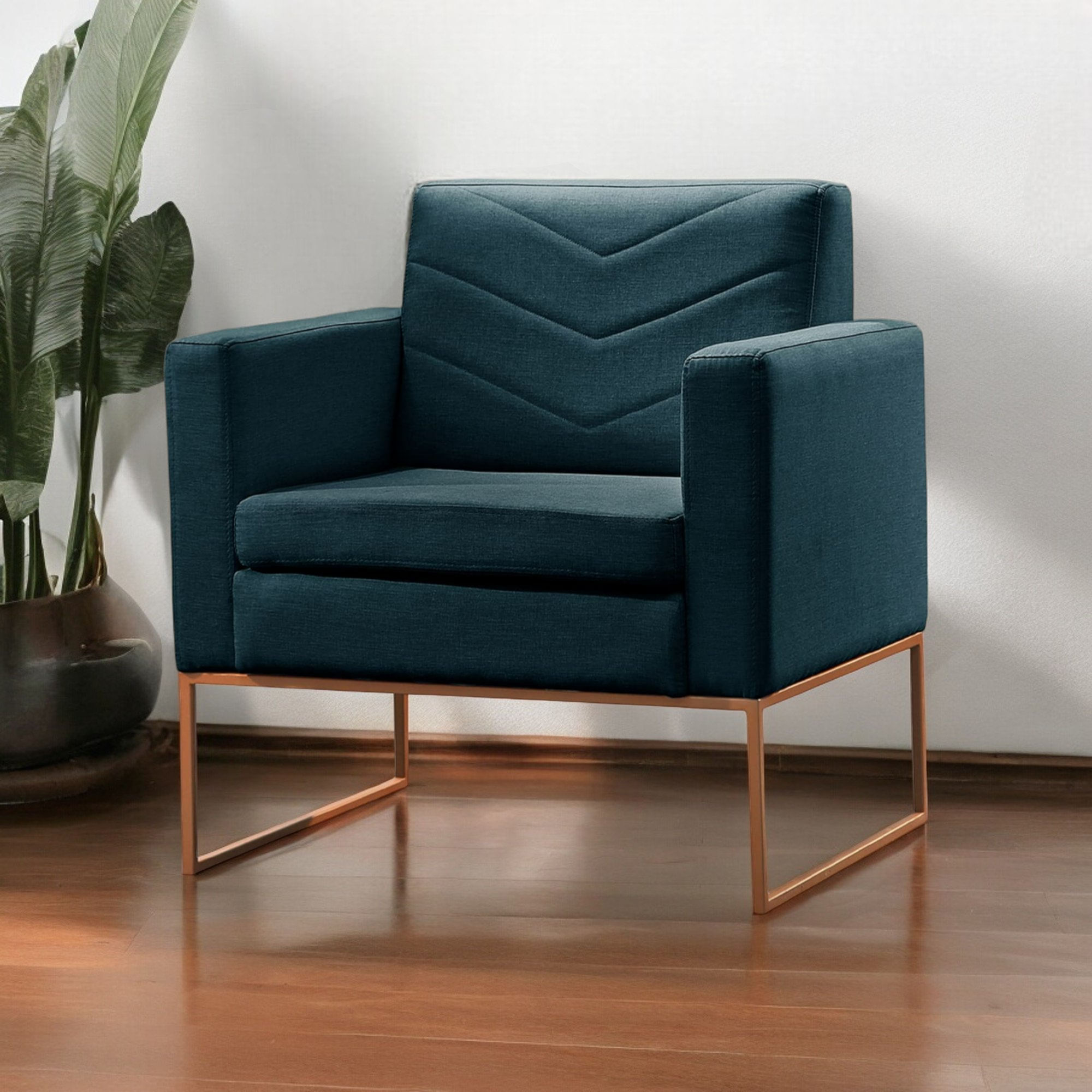 Poltrona Para Sala De Estar Base Apolo Luxo Azul