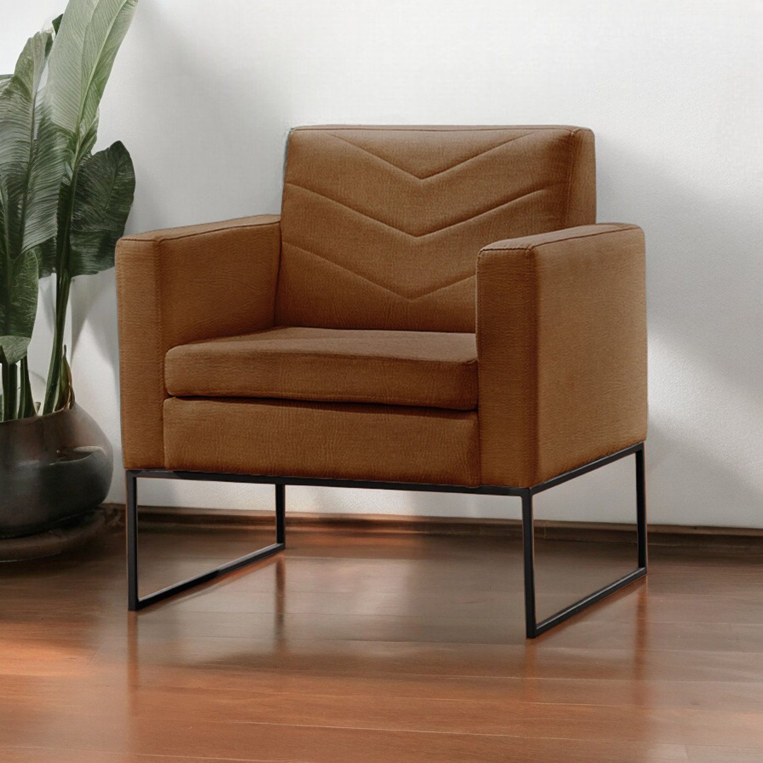 Poltrona Para Sala De Estar Base Apolo Luxo Caramelo